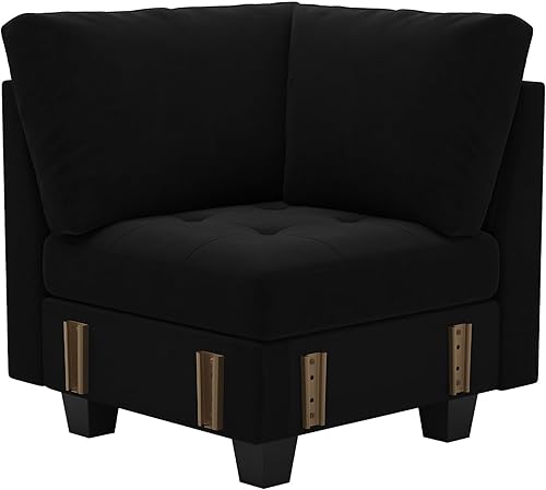 Belffin Módulo de asiento de esquina de terciopelo para sofá modular seccional sofá esquinero sofá silla negro