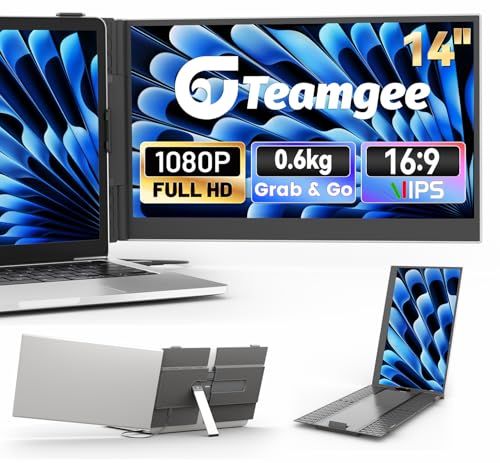Image of Teamgee 14 inch Laptop Screen Extender, FHD 1080P Portable Monitor, Ultra-Thin & Lightweight Second Display for Travel, Work, and Gaming, Plug & Play for Mac /Windows /Android /Dex