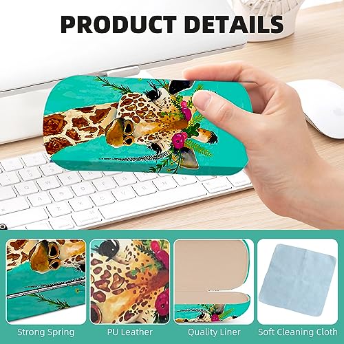Image of Hard Shell Eyeglasses Case, Travel Portable Protective Glasses Cover Box for Men and Women with Cleaning Cloth