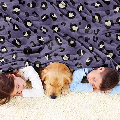 Sowide Cheetah Print Blanket, Purple Leopard Soft Fleece Flannel Animal Cozy Warm Blanket Throw - Image 2