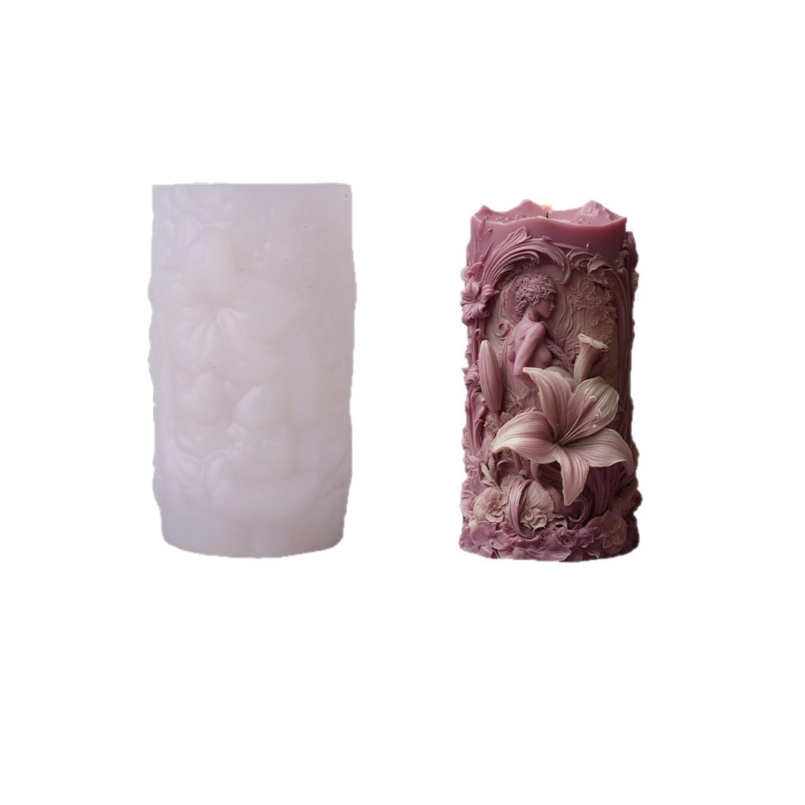 NEWFT Cylindrical Silicone Mold Floral Female Design Easter Soap Chocolate Baking Resin Casting Silicone Mold