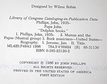 John Phillips／Papa John PAPA JOHN: An Autobiography. Signed and inscribed by John