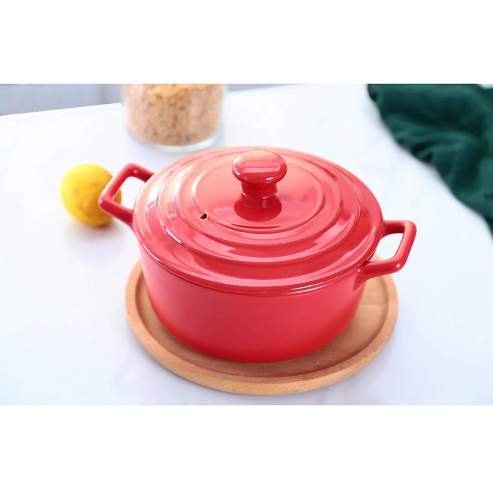 Okrągły ceramiczny garnek żaroodporny, gliniany garnek z pokrywką i uchwytem do powolnego gotowania, gorący 2,32 kwarty (2,32 kwarty)