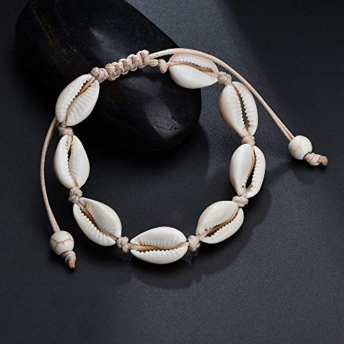 Colorful Bling 2 Pieces Handmade Boehmia Natural Cowrie Shell Anklet Seashell Ankle Bracelet Boho Beads Hawaii Foot Jewelry-2Pcs #TOP5