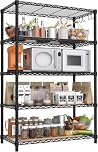 BuxWellBang Wire Metal Storage Shelves - 5 Shelf Adjustable NSF-Certified Heavy Duty Garage Shelving Unit Organizer Rack, Steel Utility Shelf for Kitchen, Pantry, Closet, 90cm x 35cm x 183cm, Black