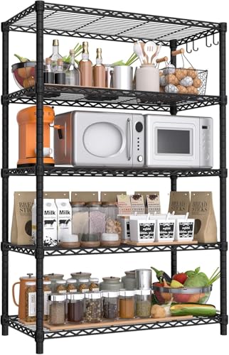 BuxWellBang Wire Metal Storage Shelves - 5 Shelf Adjustable 