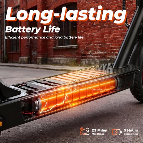 Electric Scooter, 500W Peak Powerful Motor, 21/23 Miles Range, 18/21 MPH Speed, 8.5″ Tire & Drum Brake, Foldable Lightweight EScooter, App Control, Commuting Electric Scooter for Adults