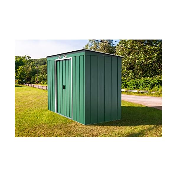 Duramax ECO Pultdach 8 x 4 feuerverzinktes Metall Gartenwerkzeug Aufbewahrung Schuppen grün mit cremefarbenen Besätzen – Bild 3