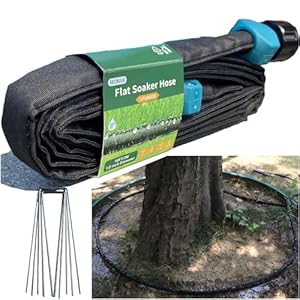 2024 Flat Soaker Hose 10 ft with Stakes for Garden, 10ft Linkable Drip Hose Diy Automates Garden Irrigation System Saving 80% Water, Dual-layer Leak-free Design Water Hose with Holes