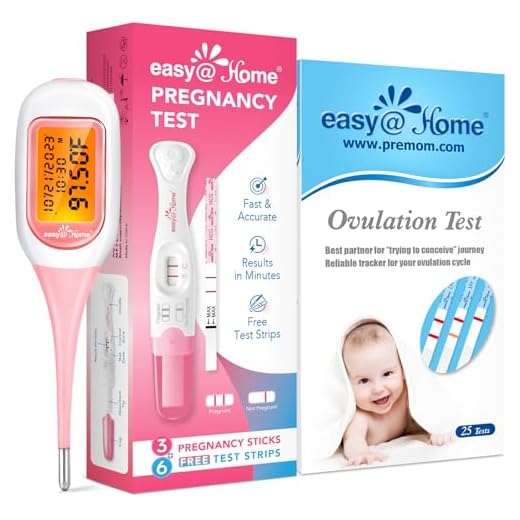Easy@Home Pregnancy Test Sticks + Easy@Home Ovulation Test Strips, 25 Pack Fertility Tests + Easy@Home Smart Basal Thermometer