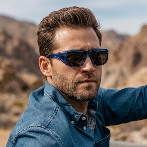 Image of VIEWBETTER Polarized Fit Over Glasses Sunglasses for Men Wrap Around Shades UV Protection Wear Over Eyeglasses SG0312