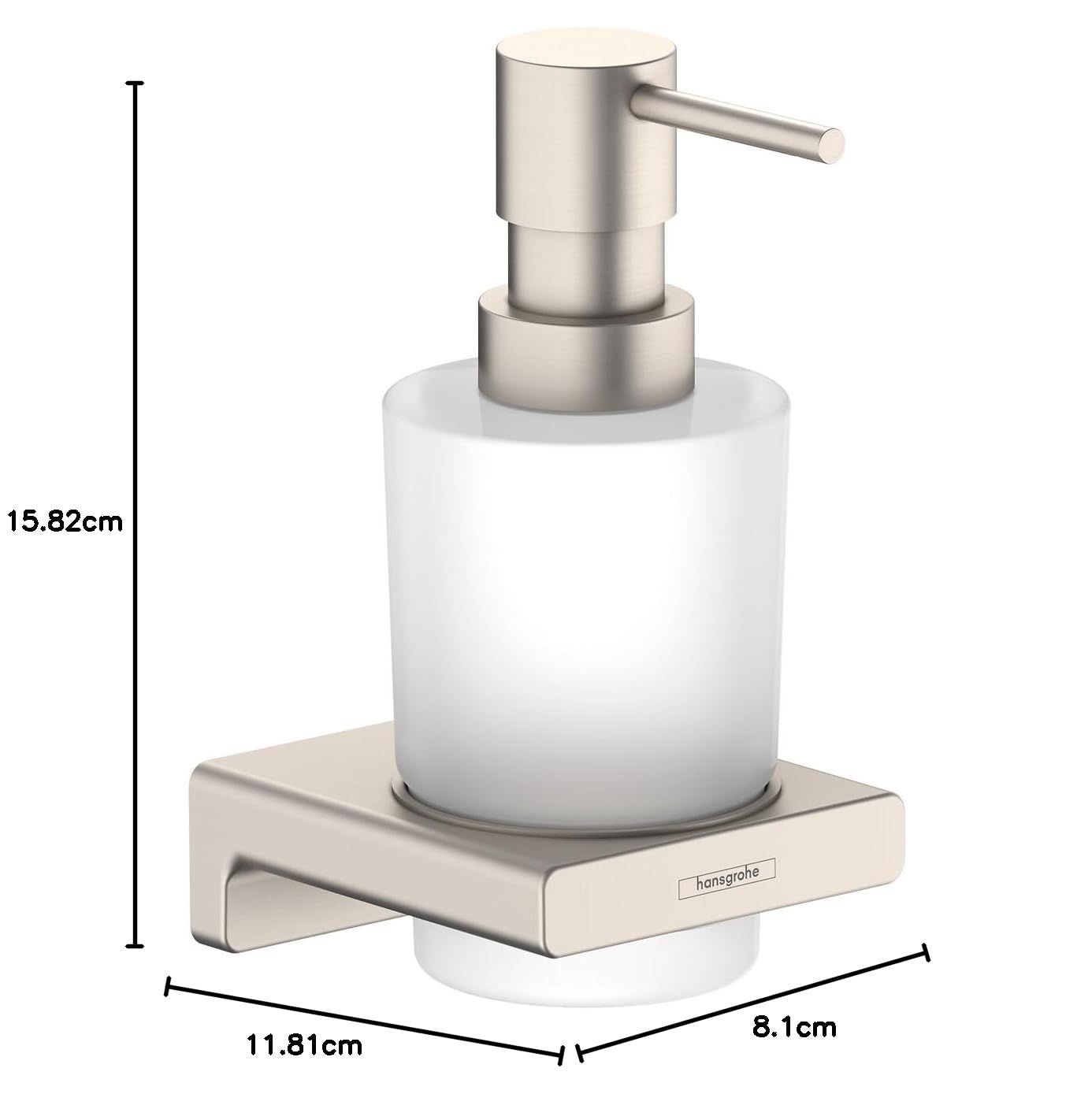 Hansgrohe AddStoris Modern 41745820 - Dispensador de jabón líquido para baño y Cocina en níquel Cepillado