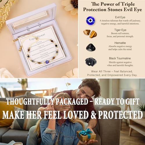 Smilebelle Protection Bracelets for Women, Black Tourmaline Bracelets as Crystal Jewelry Healing Bracelets for Women Amethyst Bracelet as Best Friend Gifts3