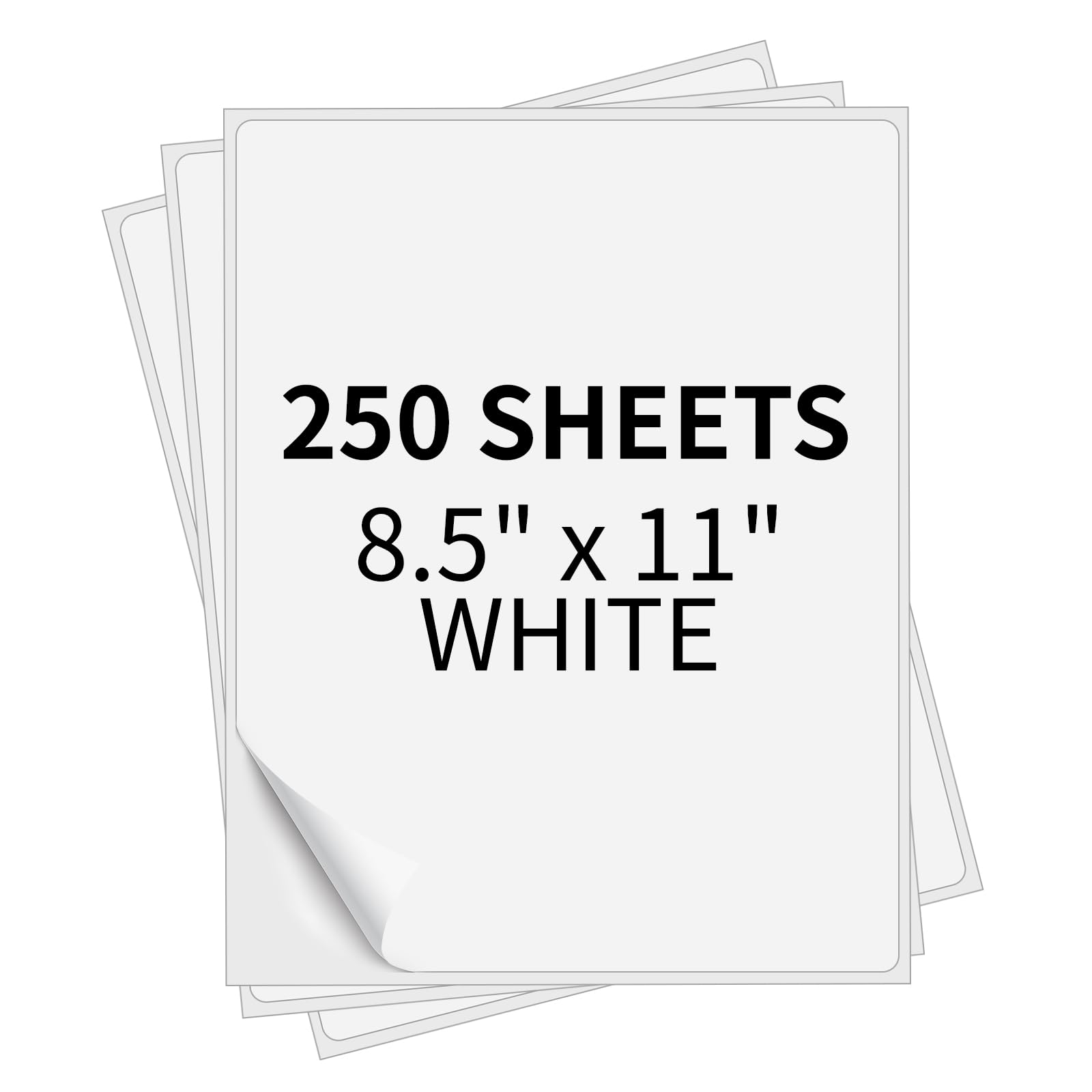 Full Sheet Labels 8.5” x 11” Sticker Paper Matte White, Large Shipping Label Paper for Inkjet Laser Printer, 250 Counts