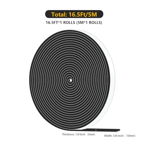 Image of Door Seal Strip,High Density CR Insulation Tape,3 /8 in x 1 /8 in x 16.5Ft
