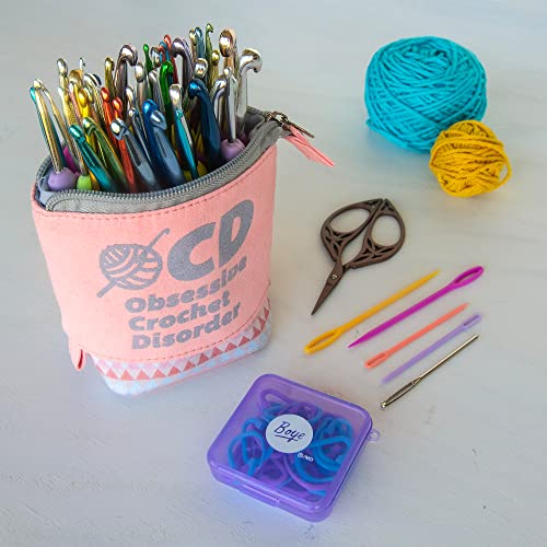 Image of Boye 42-40165 ''OCD'' Fabric Crochet Storage Bag with Zipper, 5.75 inch x 7 inch, Multicolor