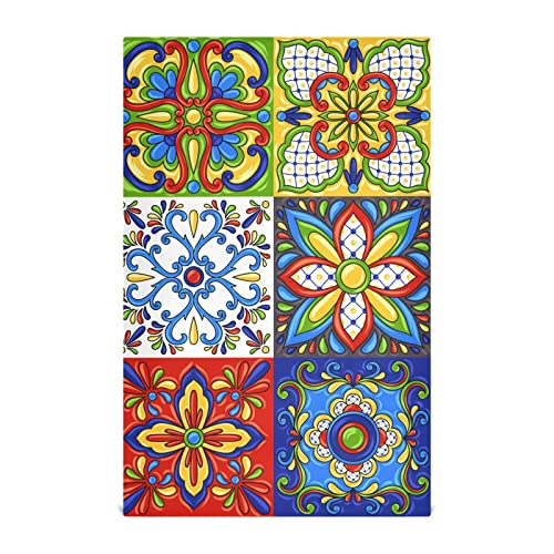 Slhkpns Ceramic Tile Kitchen Dish Towel Set Of 4,Mexican Style 18X28In Absorbent Dishcloth Reusable Cleaning Cloths For Household Use #TOP8