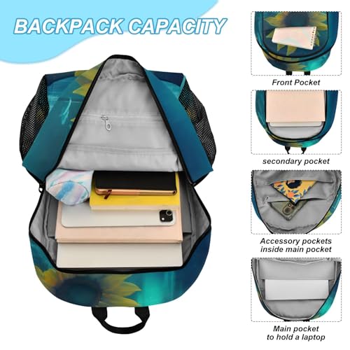 Big Sunflower Backpack Lunch Bag Set for Travel Hiking Picnic, Backpacks with Insulated Lunch Box4