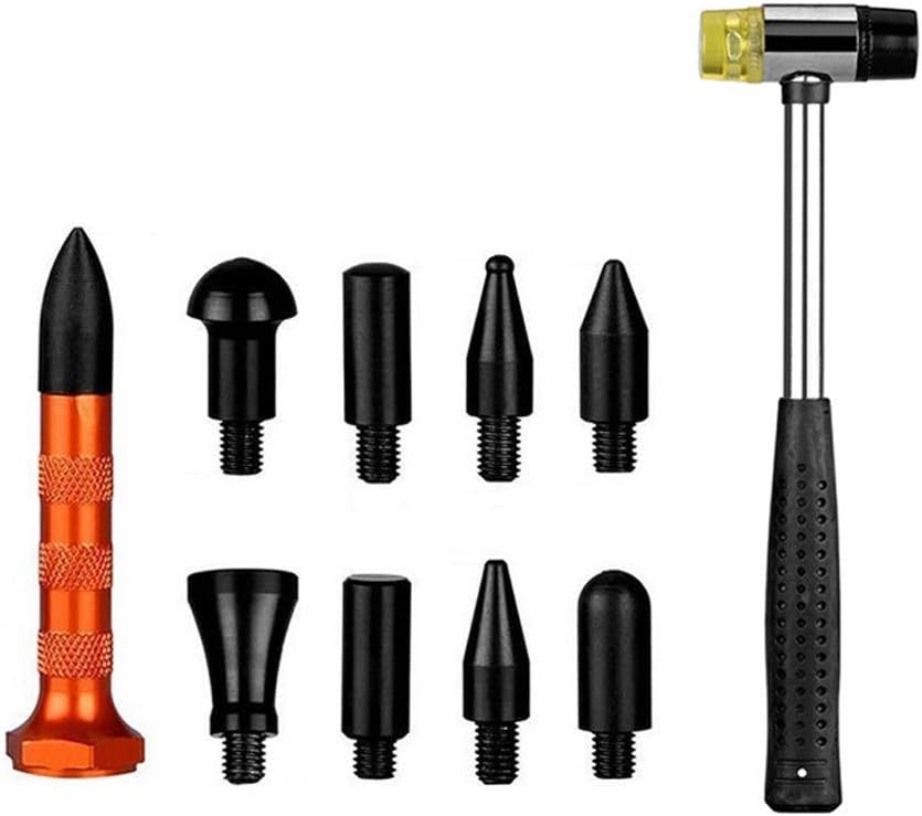 Shonwin10Pcs Dent Repair Tool Kits Paintless Dent Removal Tap Down Tools with Dent Rubber Hammer Auto Body DIY Dent Fix Tools
