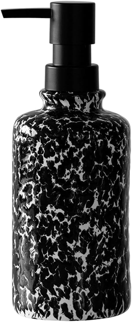 Soap bottle， Ceramic soap dispenser 360ml is suitable for kitchen and bathroom(Black)