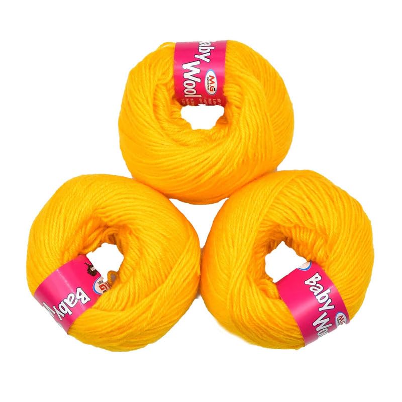 Image of M.G ENTERPRISE 100% Acrylic Wool Yellow 8 Pc Baby Wool 4 ply -FC Art-