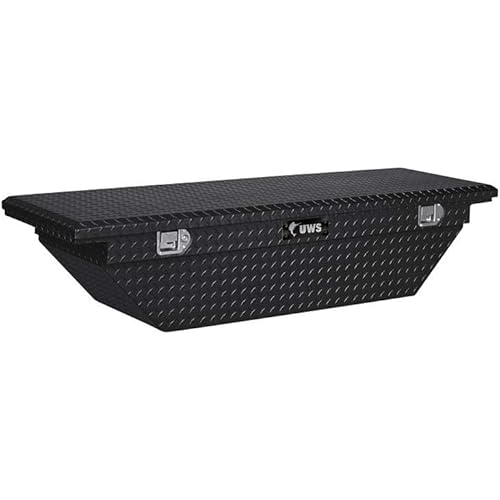 UWS EC10302 63-Inch Gloss Black Heavy-Wall Aluminum Angled Truck Tool Box with Low Profile, RigidCore Lid