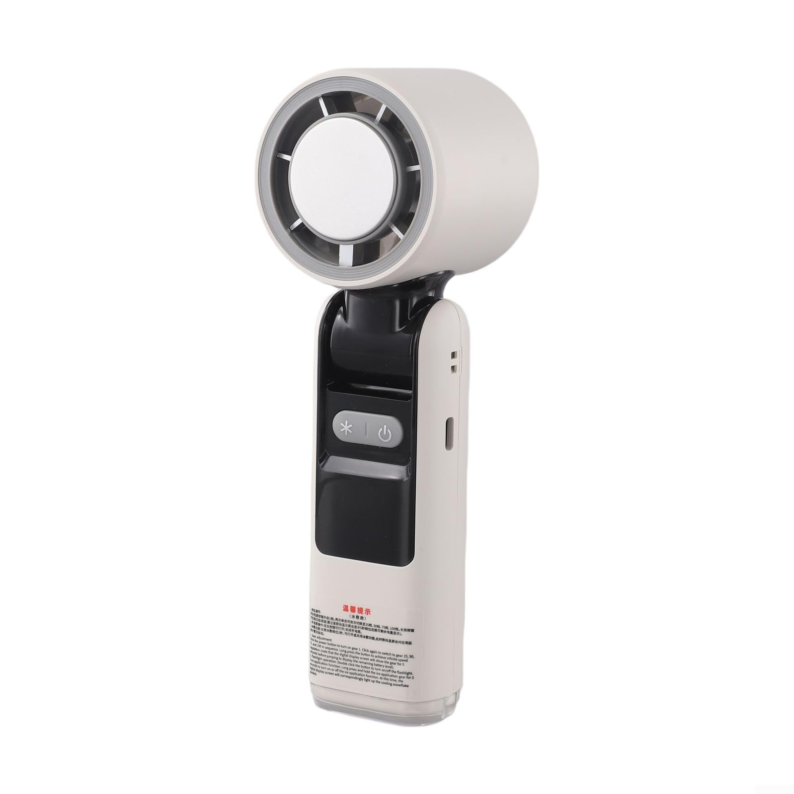 Ventilatore portatile alimentato con display digitale, 100 velocità turbo, per campeggio, viaggi, casa, ufficio, portatile, soluzione di raffreddamento compatta (bianco refrigerante)