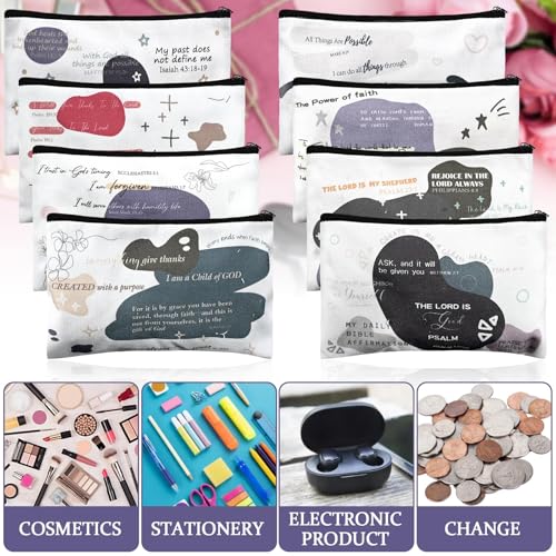 16 Pcs Christian Cosmetic Bags Bulk Christian GIfts for Women Bible Verse Makeup Bags Inspirational Pencil Pouch Makeup Bags for Travel Motivational Religious Journaling Motivational Supplies4