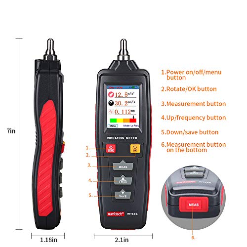 Handheld Digital Vibration Meter with Acceleration Displacement Velocity Measurement
