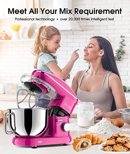 Stand Mixer, Facelle 660W Household Kitchen Standing Mixer Dough Mixer With 6-Speed Tilt-Head Food Mixer Cake Mixer-Dough Hook/Whisk/Beater For Baking,Cakes,Cookie(6.5Qt, Purple) #TOP5
