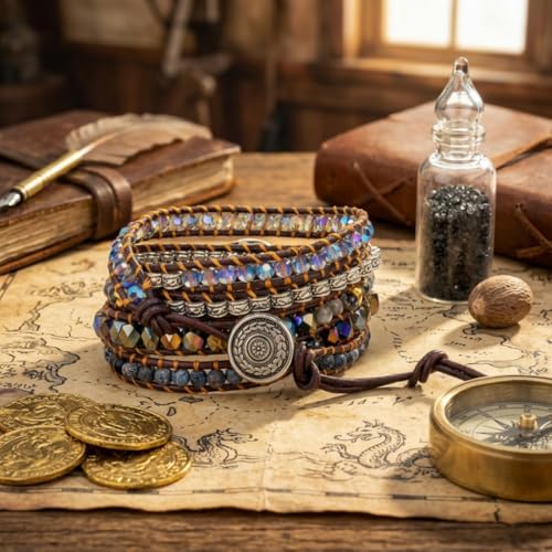 Image of YGLINE Boho Handmade Wrap Leather Tube Crystal Stone Bracelet for Women