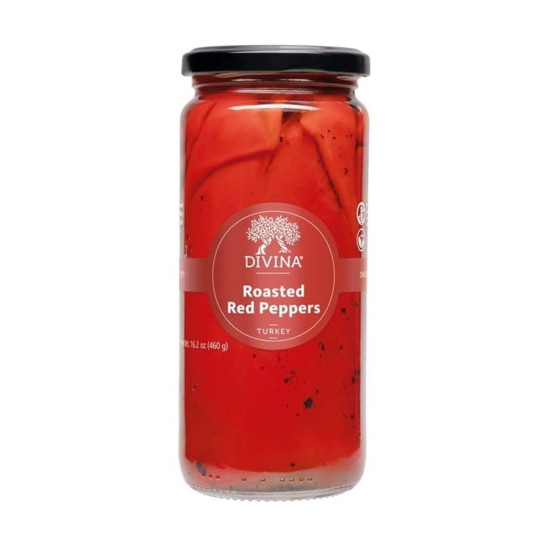 DIVINA, Peppers Red Roasted Organic, 16.2 Ounce