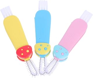 Mobestech 3 Piezas Cepillo de Limpieza Botellas y Tazas Cerdas Suaves y Mango Multifuncional para Estrechos Cocina y Baño de Colores Rosa Amarillo y Azul