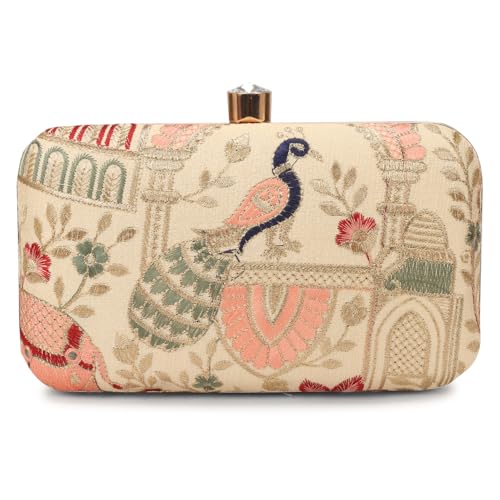Image of LONGING TO BUY Hand Crafted Designer Box Clutch - Zari Embroidery For Women