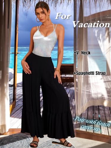 Image of ShawGobow Sexy Swimsuit for Women,Backless Scrunch Butt High Cut Monokini,One Piece Cheeky Bathing Suit Beach Pool Party