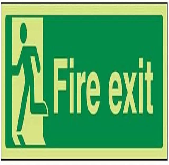 VSafety Glow In The Dark Final Fire Exit Man Left Sign - 300mm x 100mm - Self Adhesive Vinyl