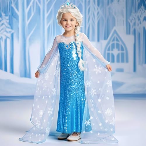 Disfraz completo de princesa para niñas con peluca y capa miniatura 2