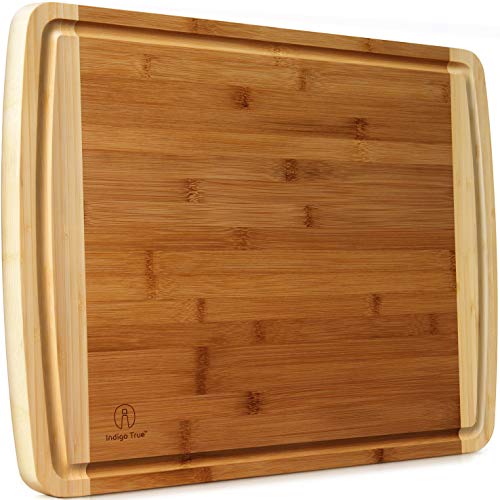 Extra Large Bamboo Cutting Board for Kitchen with Juice Groove - 17.5 x