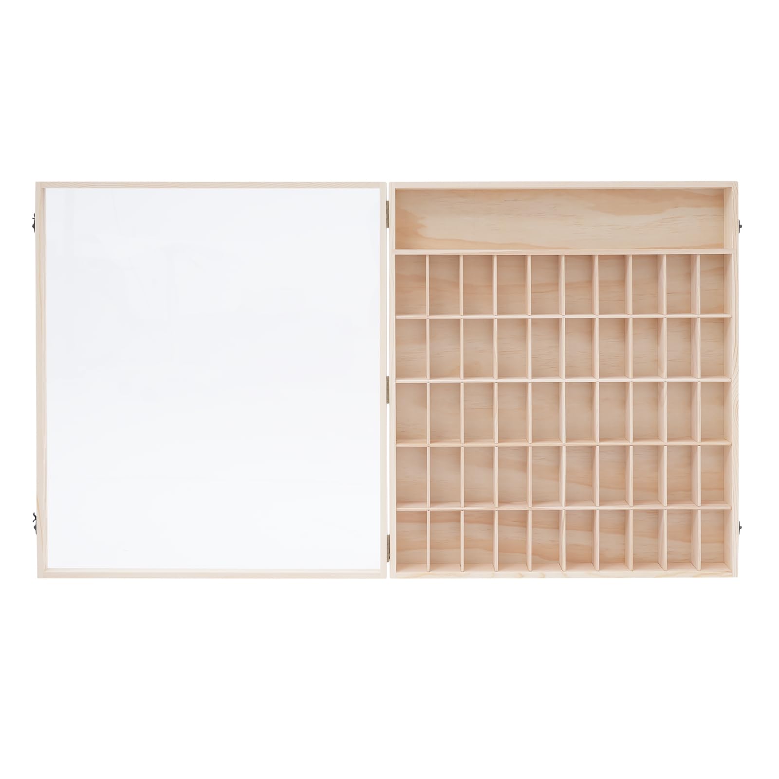 Hängevitrine Glas aus Holz Vitrine Hängend 59.6x62.6 cm Schrank mit Glastüren Sammlervitrine, Holz Vitrinenschrank, 6 Ebenen Schaukasten Multiplex Setzkasten für Schlafzimmer, Wohnzimmer