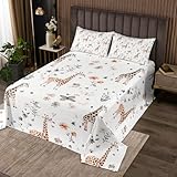 Homemissing Süß Giraffe Tagesdecke 240x260cm Butterfly Floral Wohndecke Cartoon Animal Doppelbett Gesteppt Bettüberwurf Steppdecke