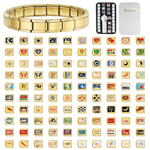 Custom Italian Charm Bracelet – Gold Link Starter & Photo/Element Charms