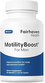Fairhaven Health MotilityBoost for Men | Prenatal Male Fertility Supplement for Motility Strength | Pre-Conception for Him Includes L-Carnitine, Vitamin B12, B6, CoQ10 and Quercetin | 60 Capsules