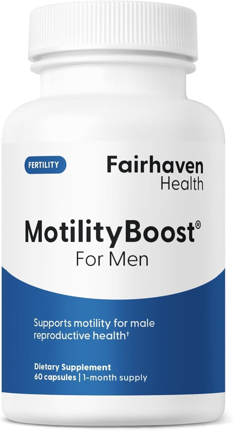 MotilityBoost for Men | Prenatal Male Fertility Supplement for Motility Strength | Pre-Conception for Him Includes L-Carnitine, Vitamin B12, B6, CoQ10 and Quercetin | 60 Capsules