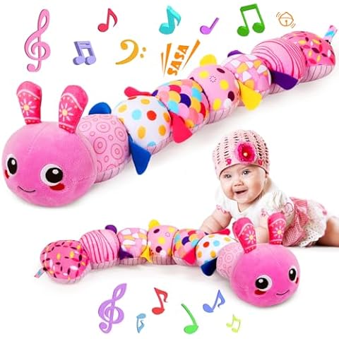 KMUYSL Baby Toys 0-6 6-12 Months, Sensory Music Animal Stuffed Toy for 0 1 2 3 4 5 6+ Months, Plush Toy with Crinkle and Rattles for Infant Newborn, Tummy Time Toys Gifts for 0-3-6-12 Month Cover