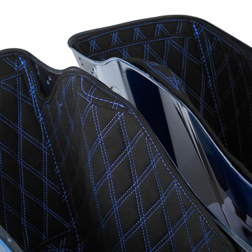 Alforjas extendidas para Harley Touring 2014-2023 con nuevo material más resistente a la abrasión y patrón de rombos con costura azul miniatura 6