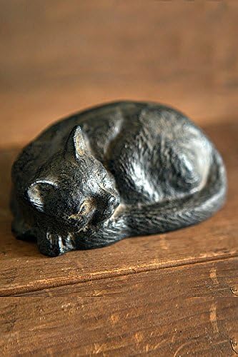 Oohlong Market, Cast Iron Sleeping Cat in Dark Rust