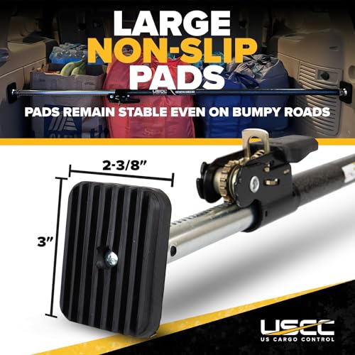Image of US Cargo Control Ratcheting Cargo Bars for Pickup Truck Bed (4 Pack), 40 inch to 70 inch Adjustable Load Locks for Pickup Trucks, SUV, Minivan, and Small Trailers, Truck Bed Divider with Rubber Non-Slip Pads
