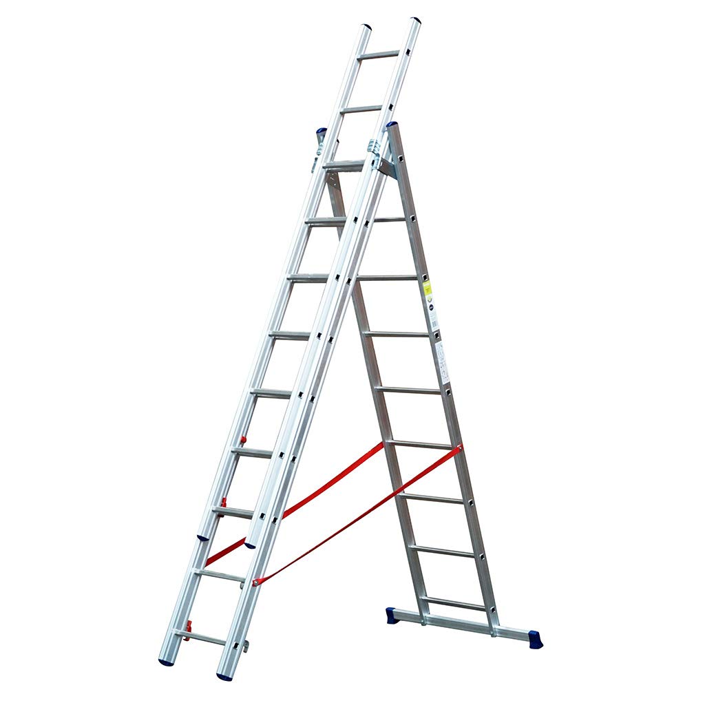 Tb Davies Silver 2.6M/8.53Ft Stilo 3 Section Combination Ladders, Staircase Ladder, Extension Ladder, Extended A Frame Ladder In One, Extended Length 5.94M/19.48Ft