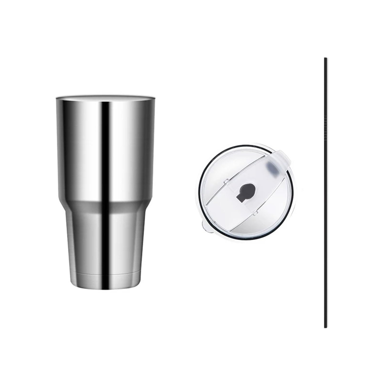 Exquisit Edelstahl-Isolierbecher, Outdoor-Reise-Kaffeetasse mit Deckel und Strohhalm, große Kapazität, Teetassen, Auto-Wasserflasche Praktisch