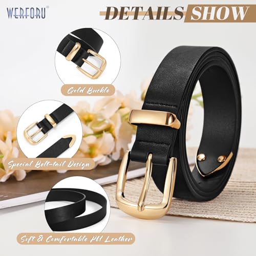 WERFORU Women Belt Fashion Leather Waist Belt for Pants Jean Women Leather Belts with Gold Buckle4